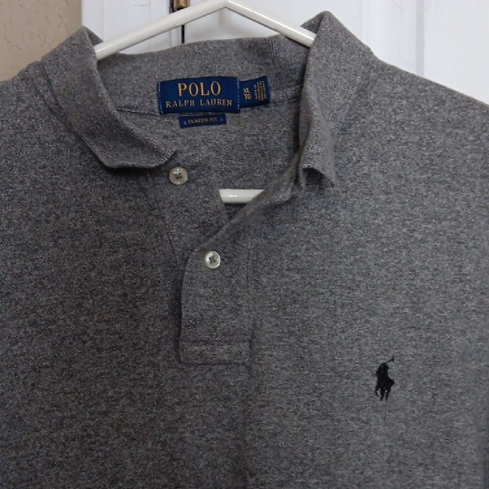Ralph Lauren Heather Gray Long Sleeve Polo Shirt for Men